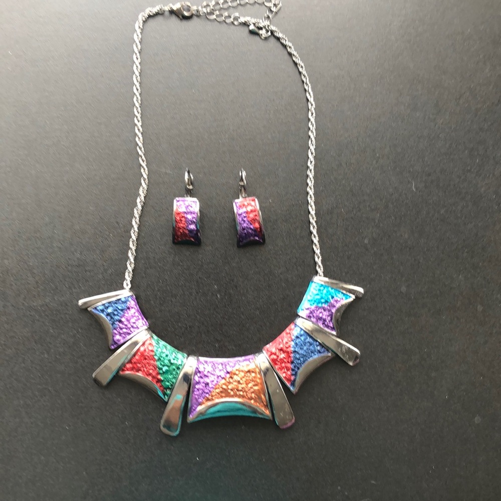 Host Pick 🌈Unique Colourful Necklace & Earrings Set
